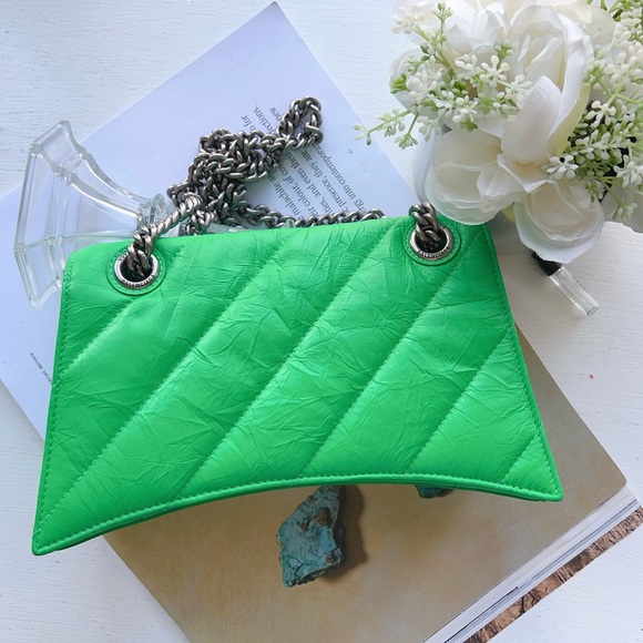 Balenciaga Crush Chain Bag S Quilted Calf As Vivid Green - Picture 2 of 9